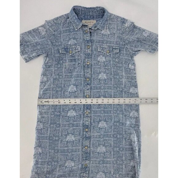 Ryan Michael Aztec Snap Front Tunic Shirt Dress, Fringe, Sz Sm, Western, Country - Picture 6 of 10